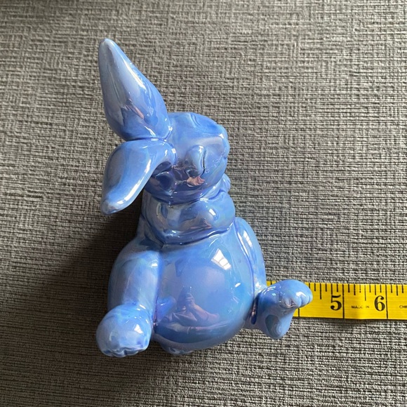 Vintage Norcrest Korea Iridescent Blue Laying Bunny Rabbit Figurine - Picture 8 of 11
